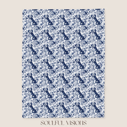 Bernedoodle French Toile De Jouy Blanket