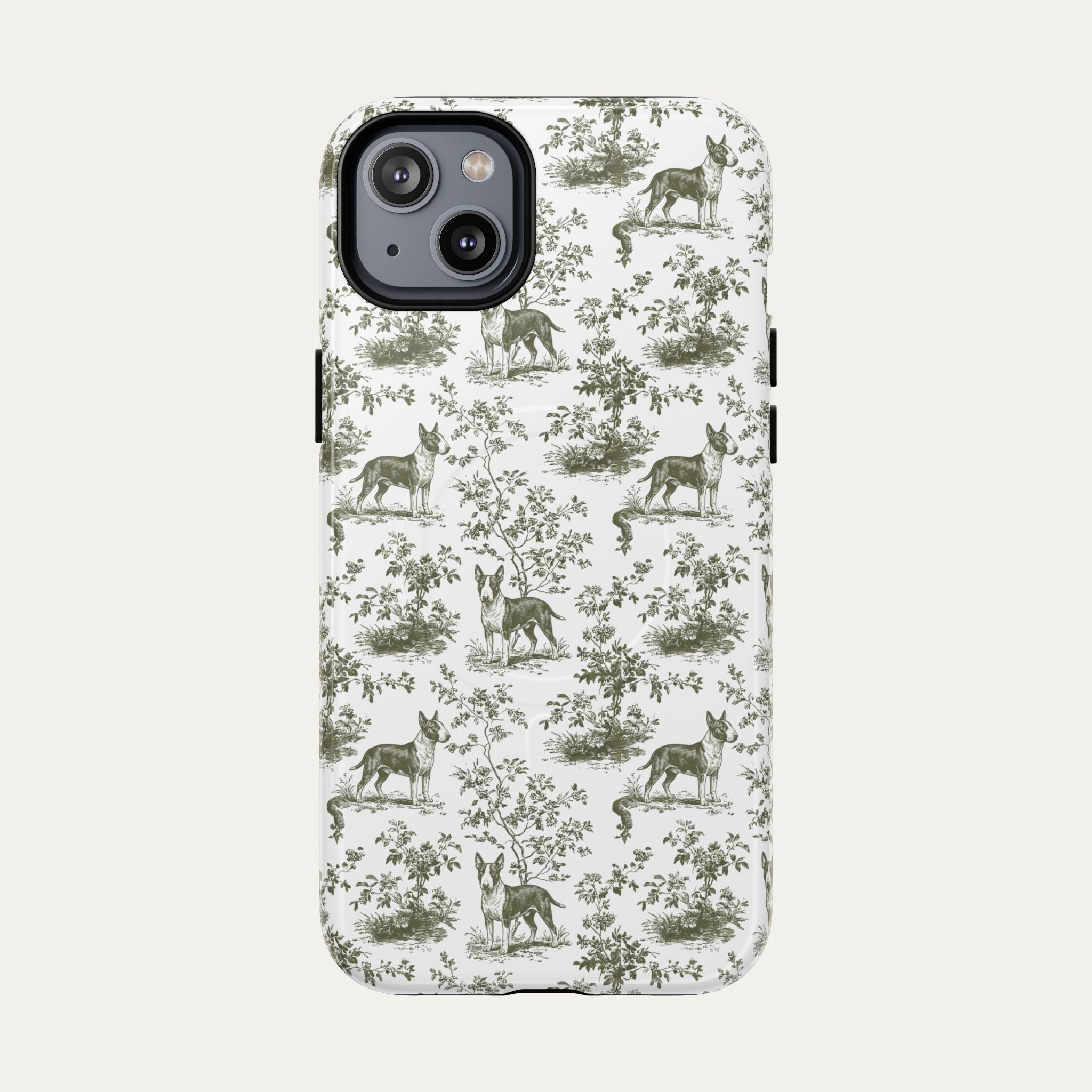 Bull Terrier Sage Green Toile phone Case