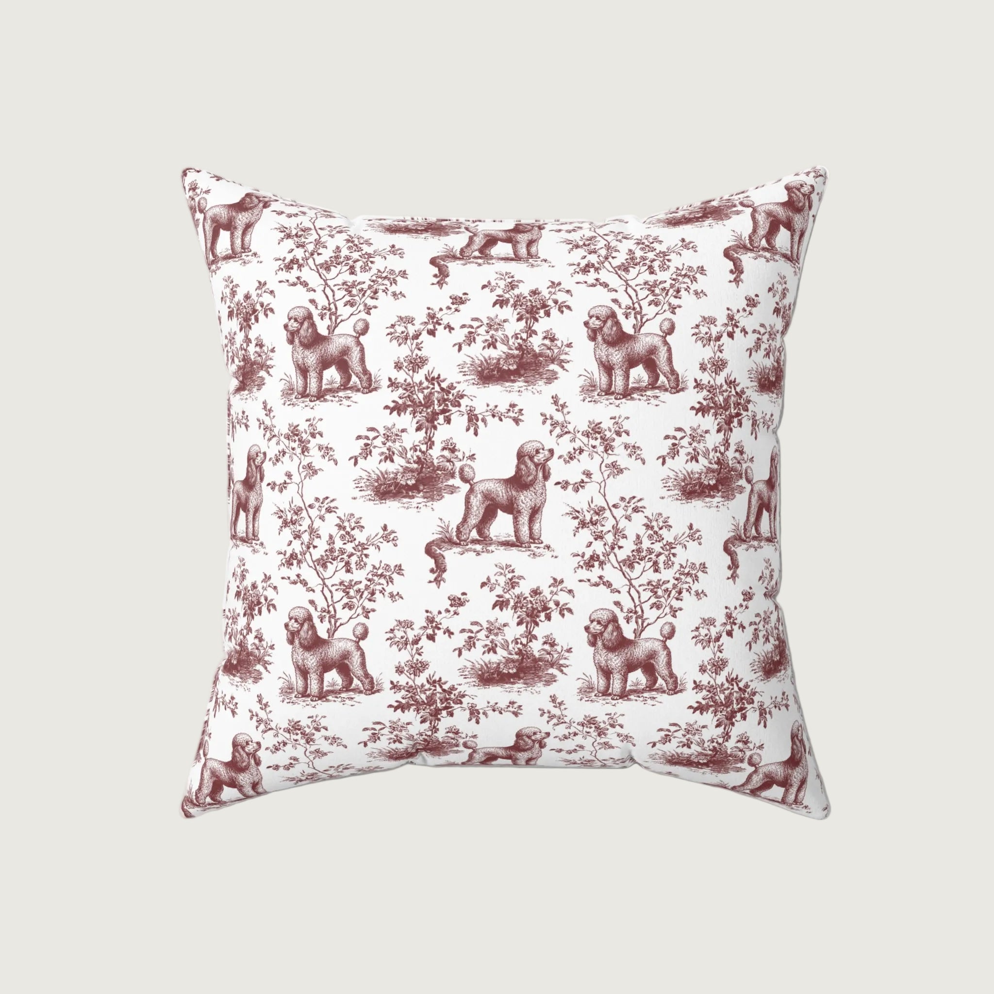 Dog Burgundy French Toile Pillow