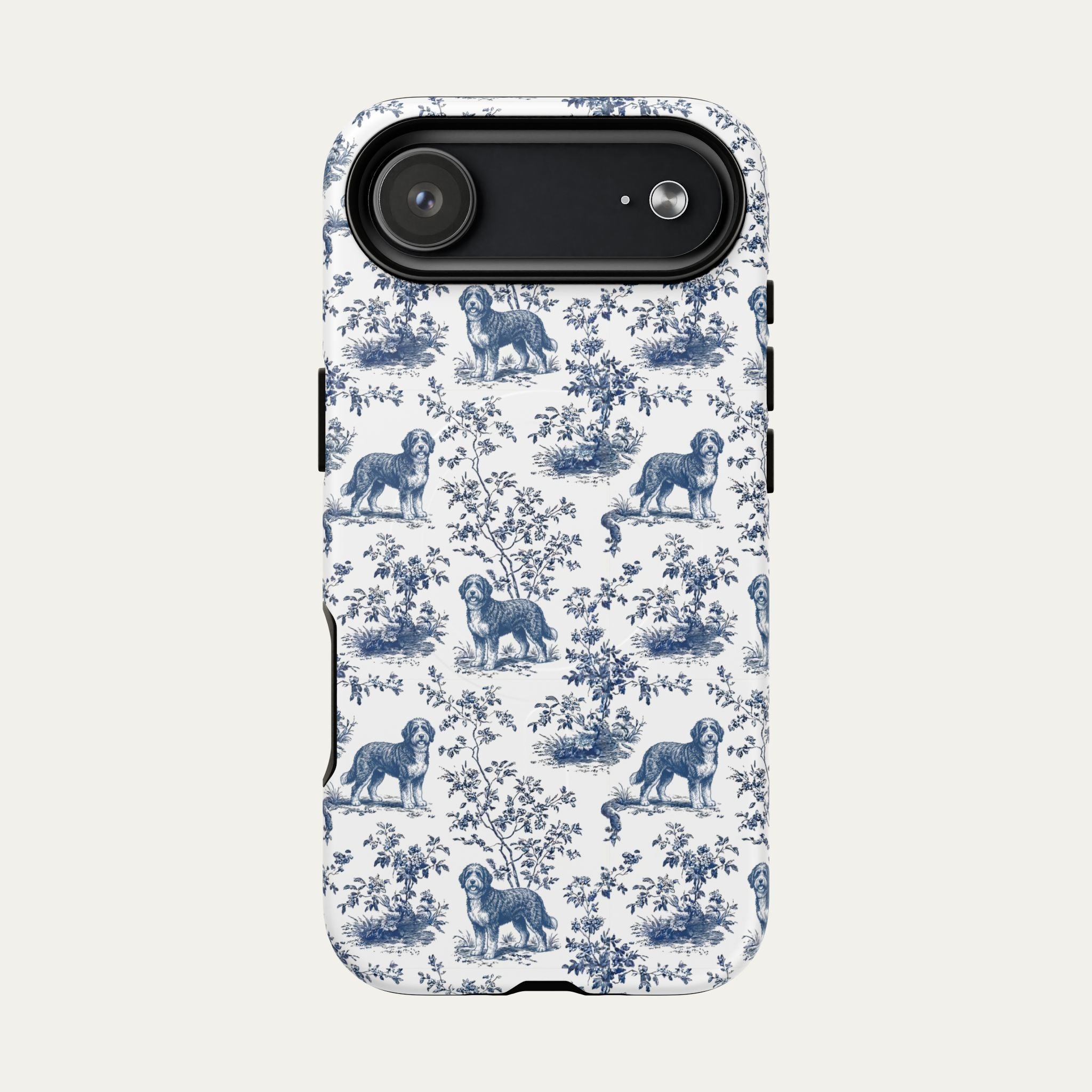 Bernedoodle Blue Toile Phone case