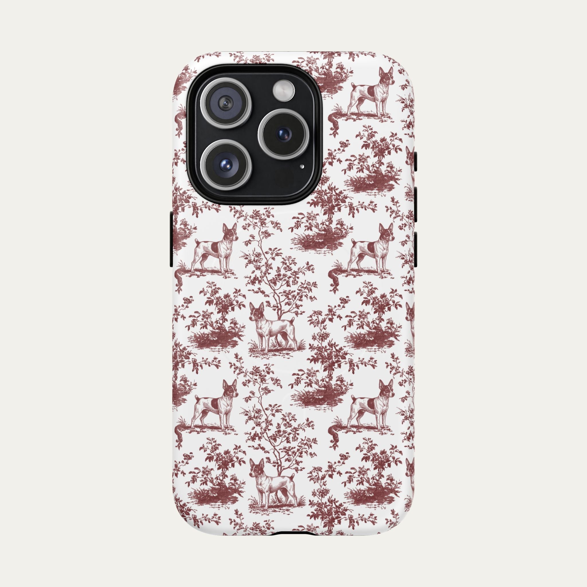 Toy Fox Terrier Burgundy Toile phone Case