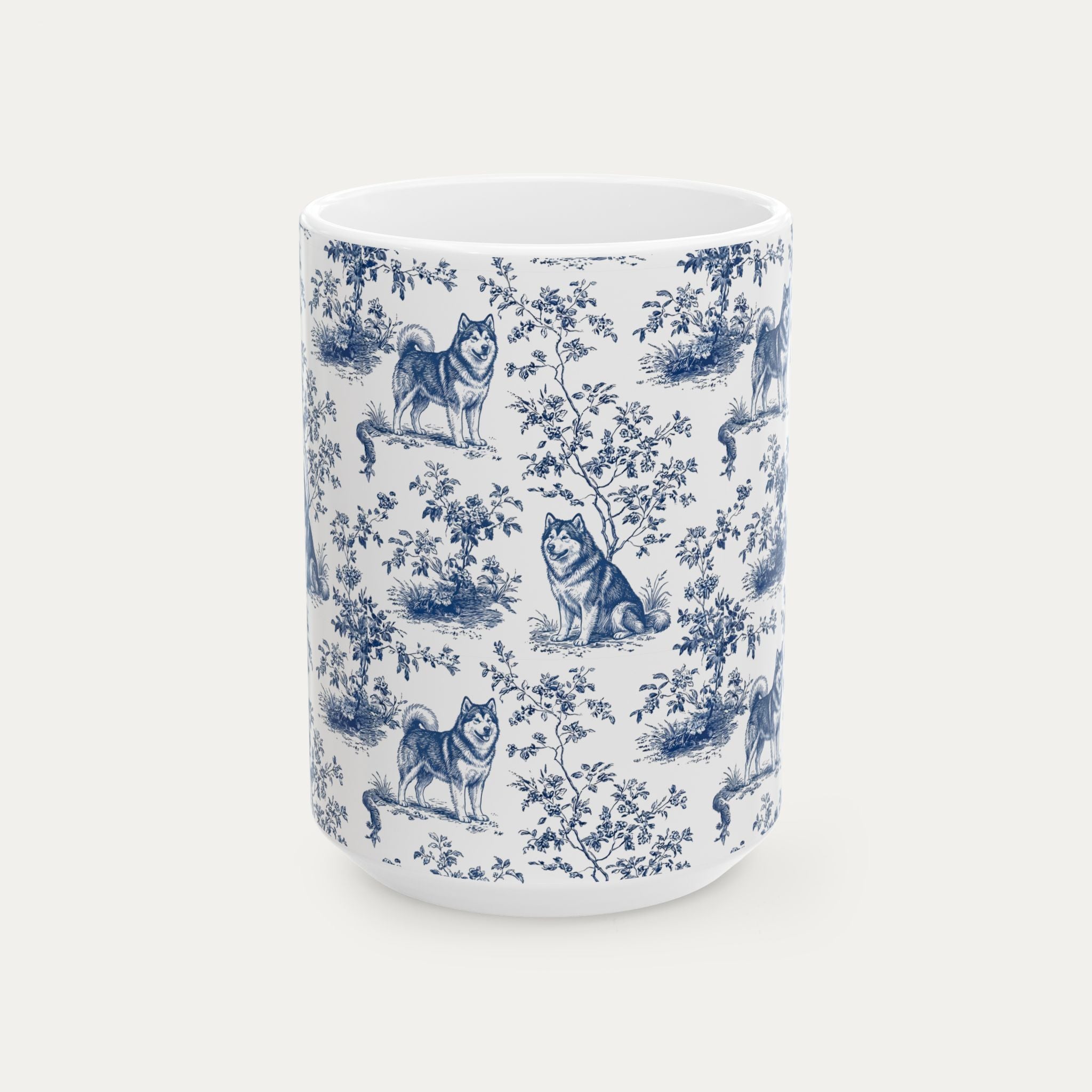 Alaskan Malamute Blue Toile Mug