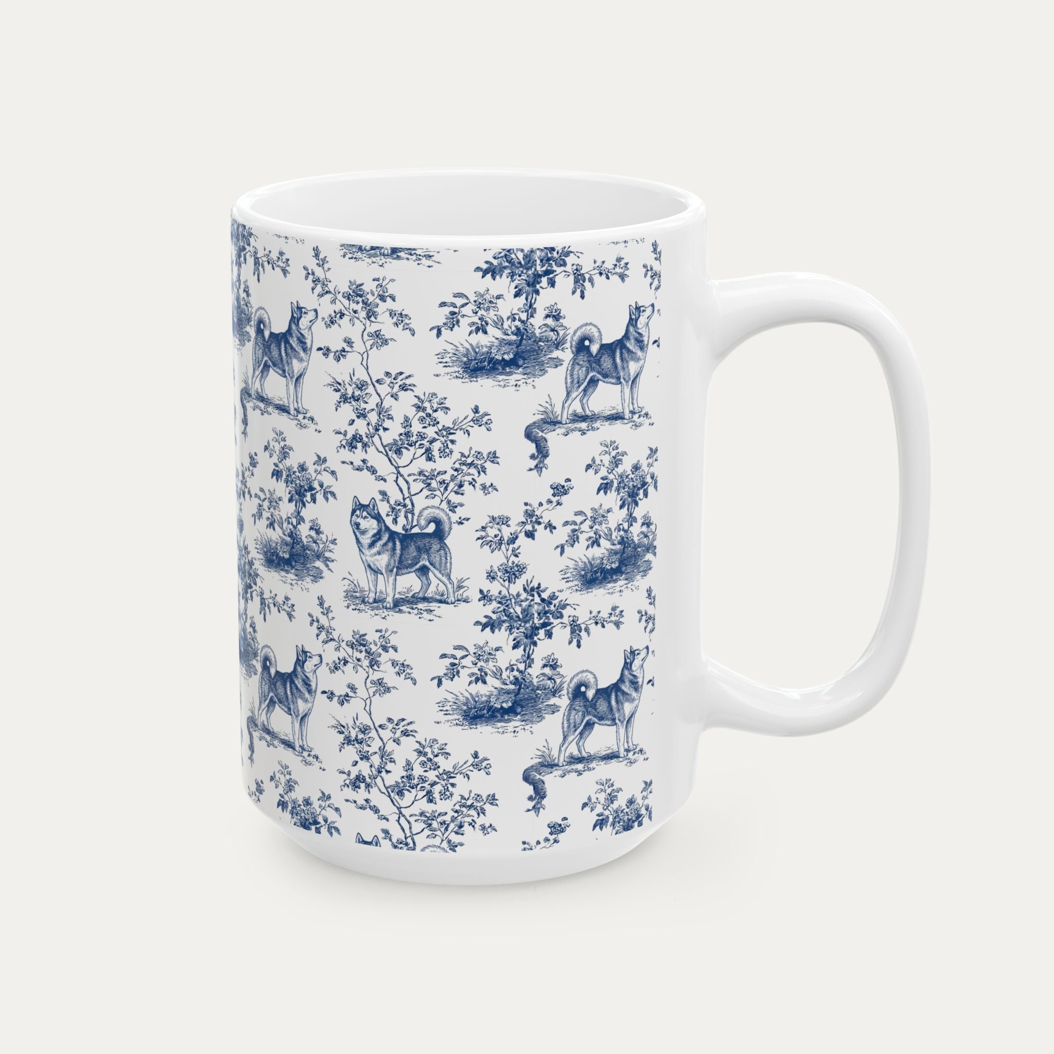 Husky Blue Toile Mug