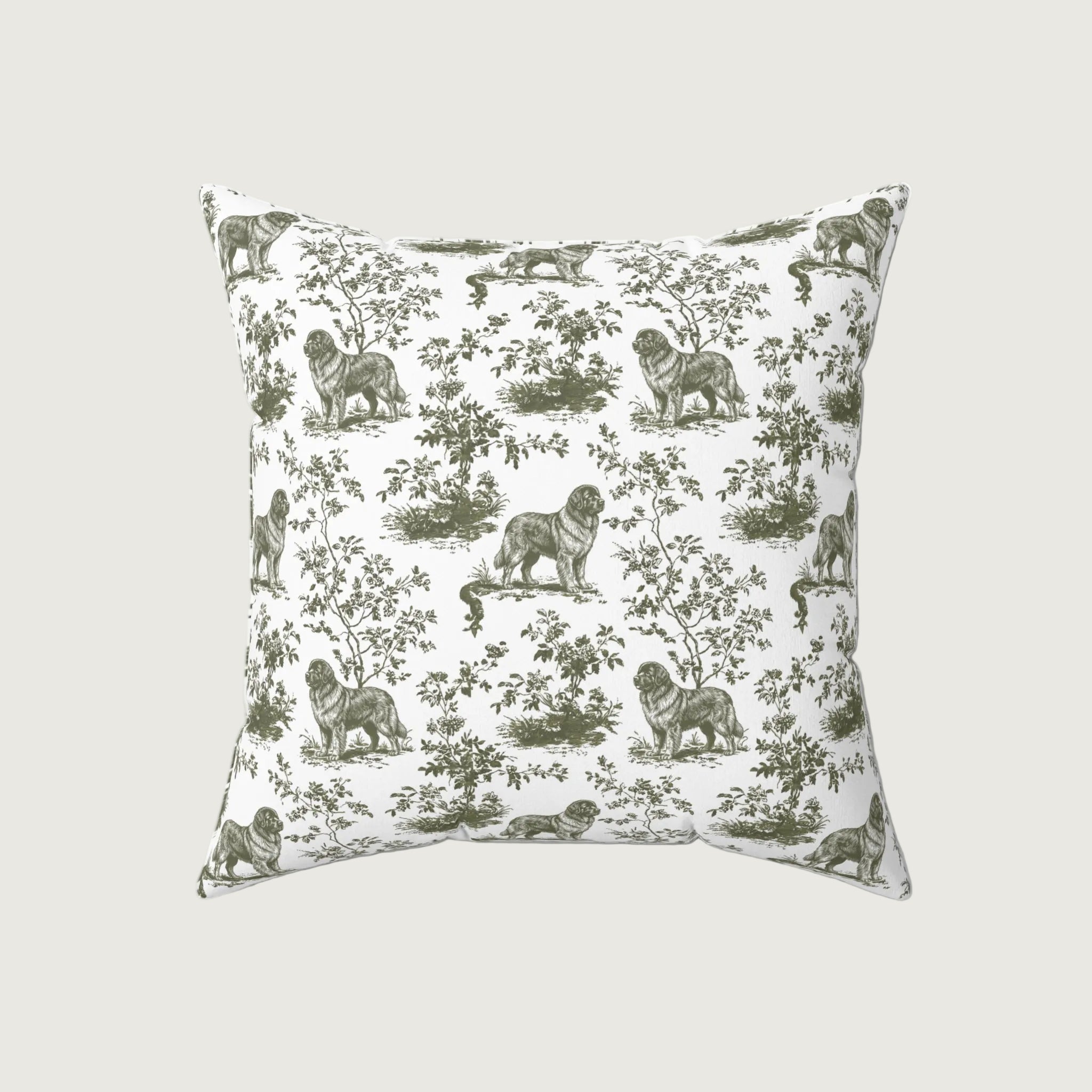 Dog Sage Green French Toile Pillow