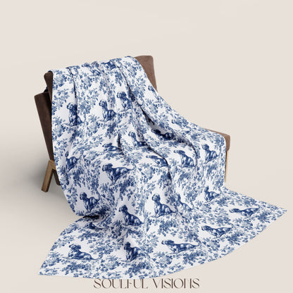 Dachshund French Toile De Jouy Blanket