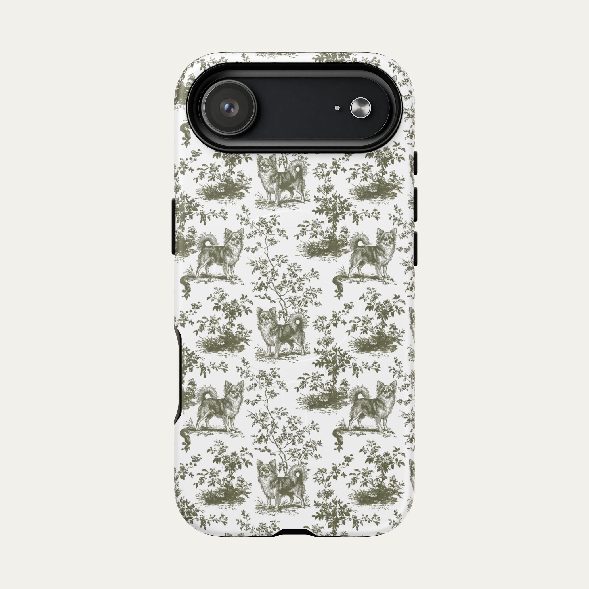 Chihuahua Longhaired Sage Green Toile phone Case