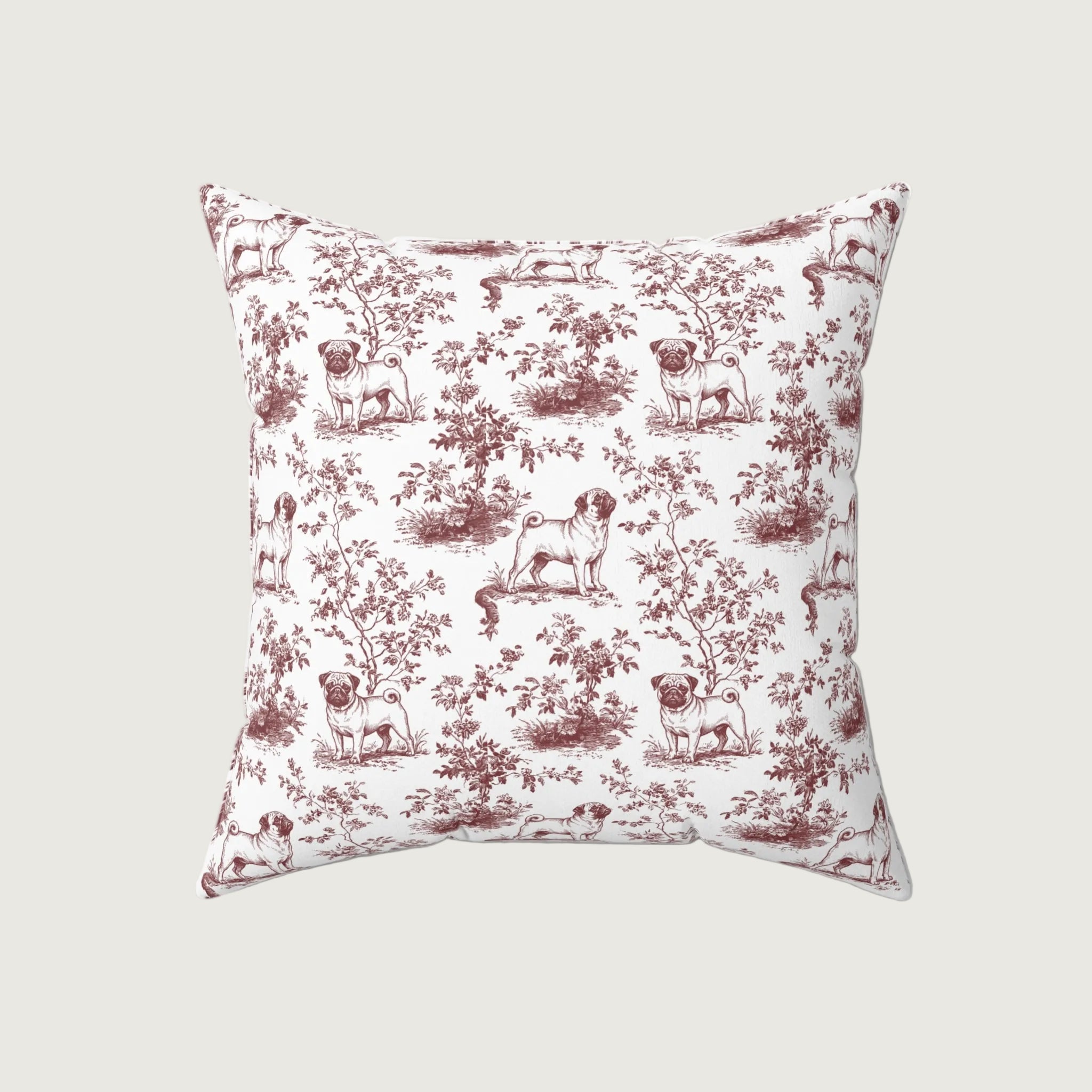 Dog Burgundy French Toile Pillow