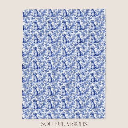 Poodle French Toile De Jouy Blanket