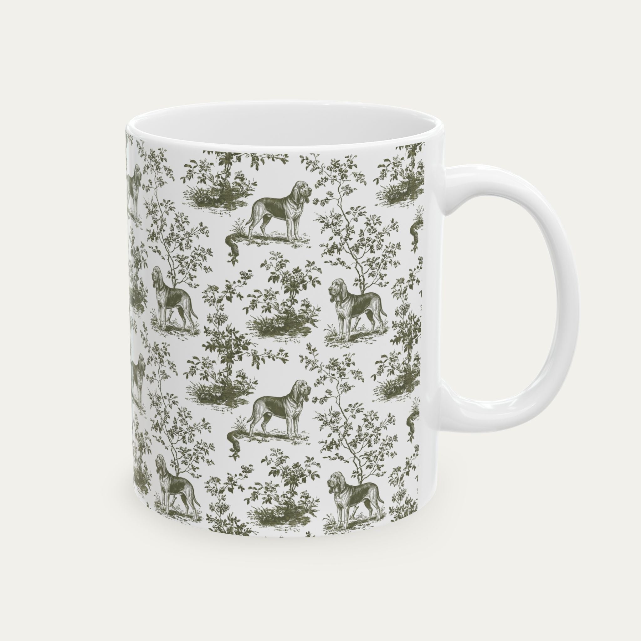 Bloodhound Sage Green Toile Mug