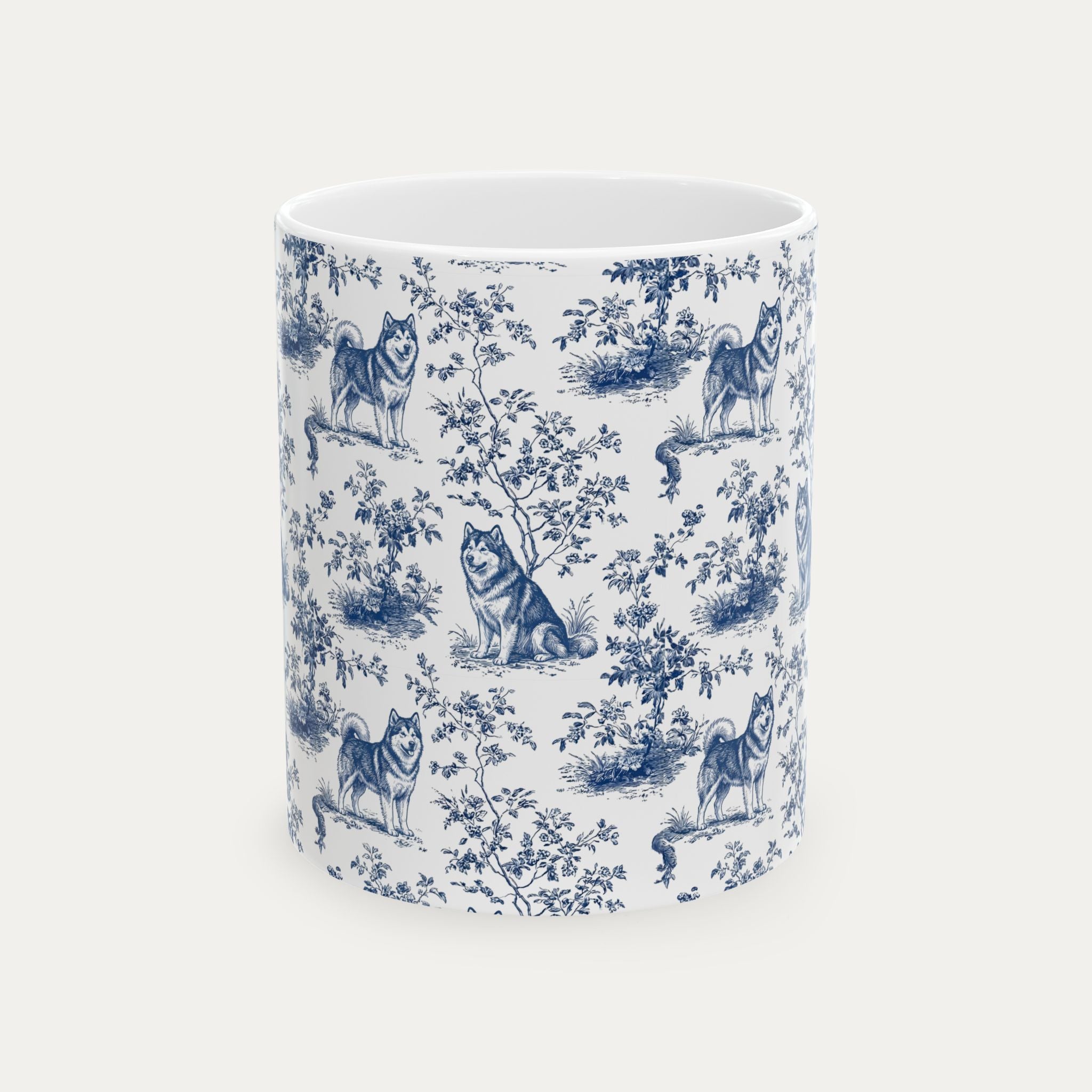 Alaskan Malamute Blue Toile Mug