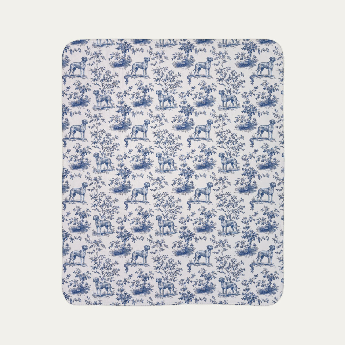 Rhodesian Ridgeback Toile De Jouy Fleece Blanket
