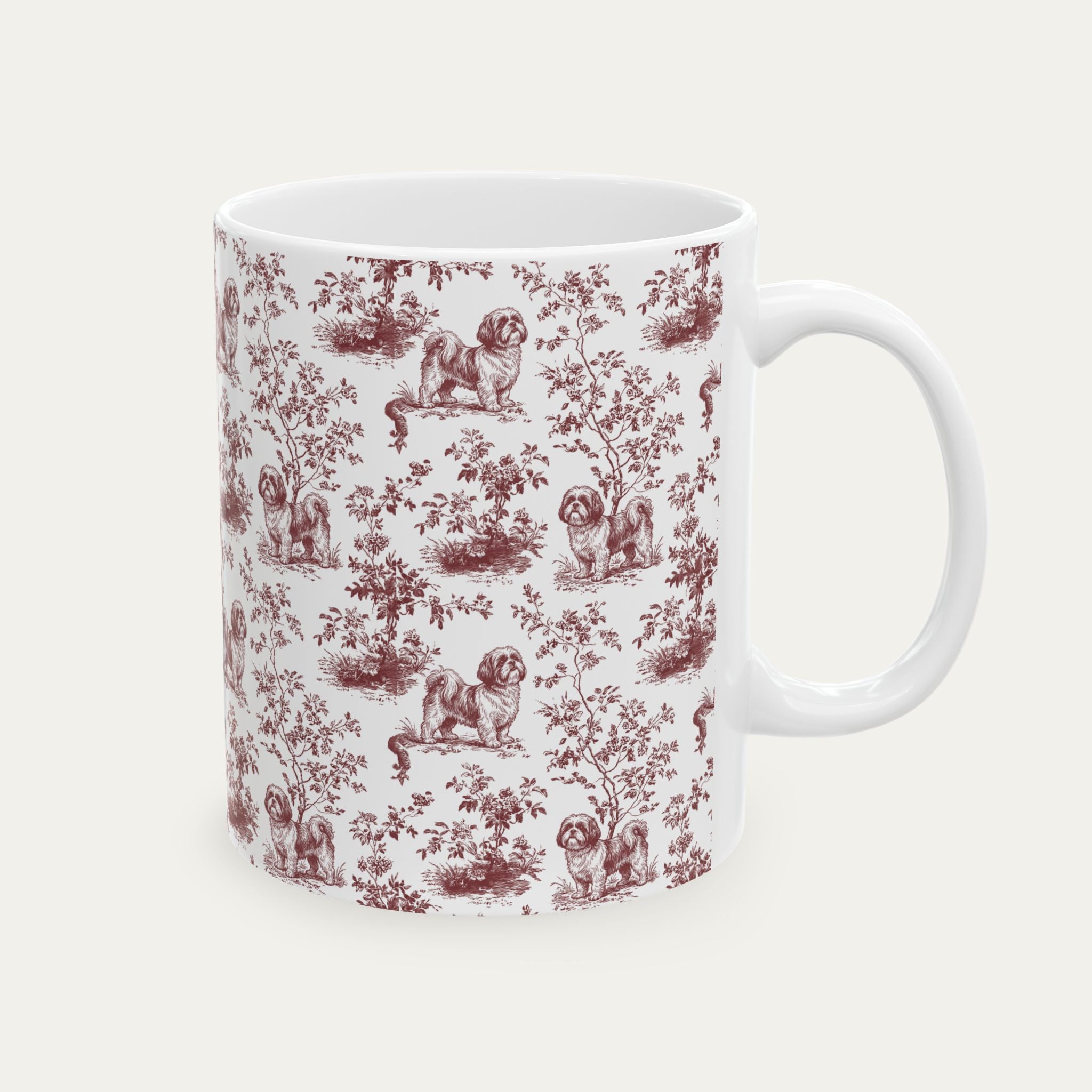 Shih Tzu Burgundy Toile Mug
