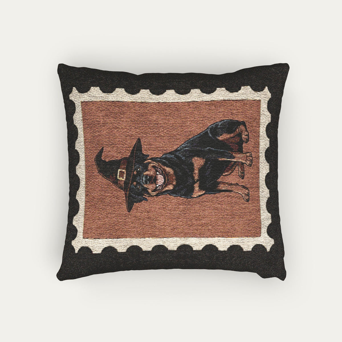 Rottweiler Halloween Woven Pillow