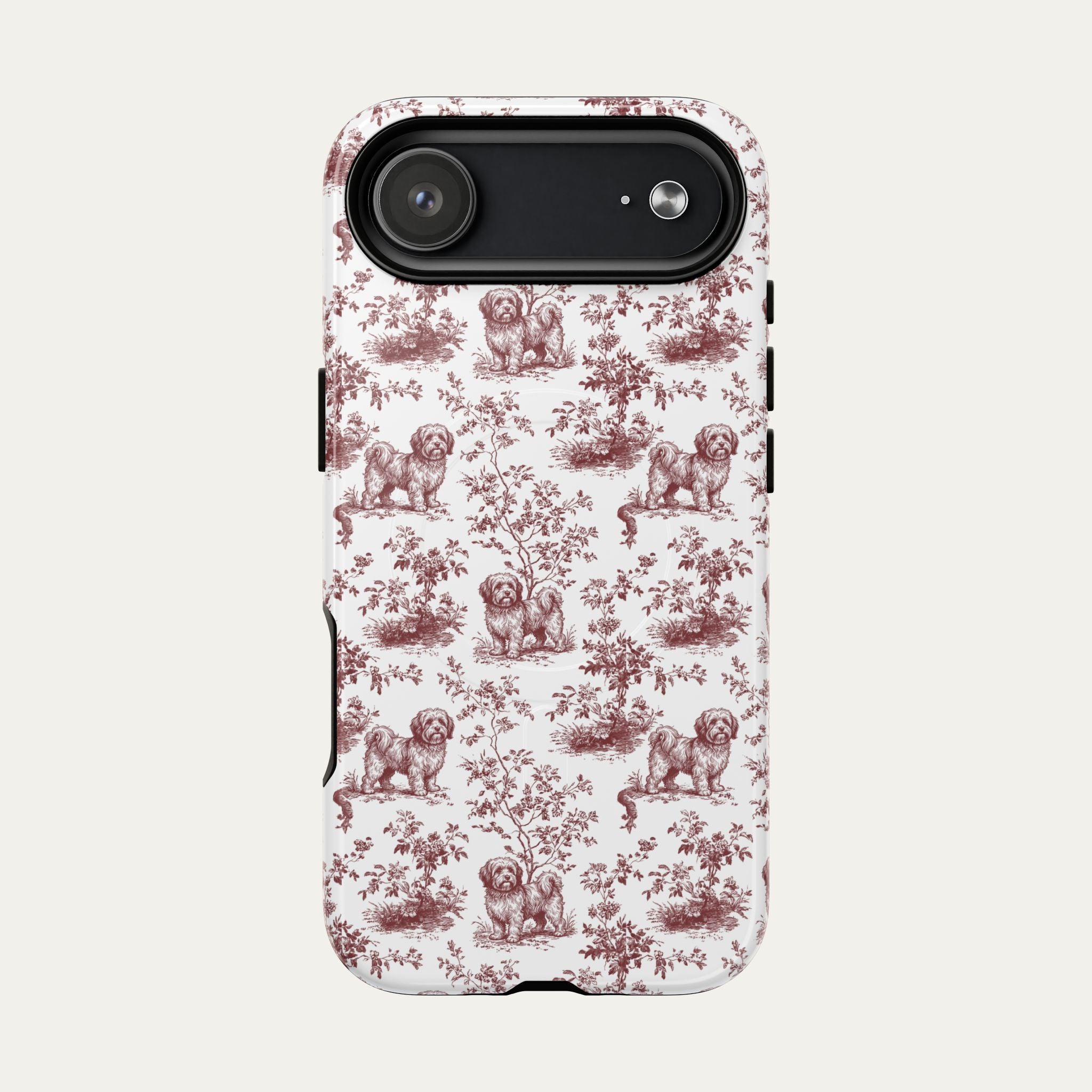 Havanese Burgundy Toile phone Case