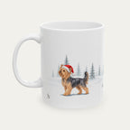 Custom Yorshire Terrier Steel Blue and Golden Tan Christmas Santa Hat Mug