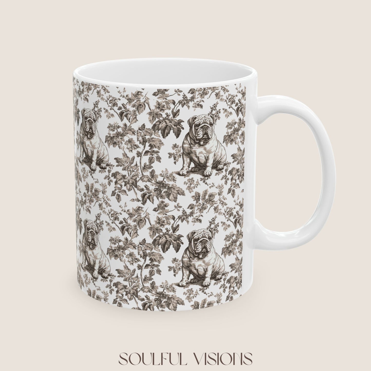 English Bulldog Toile De Jouy Mug
