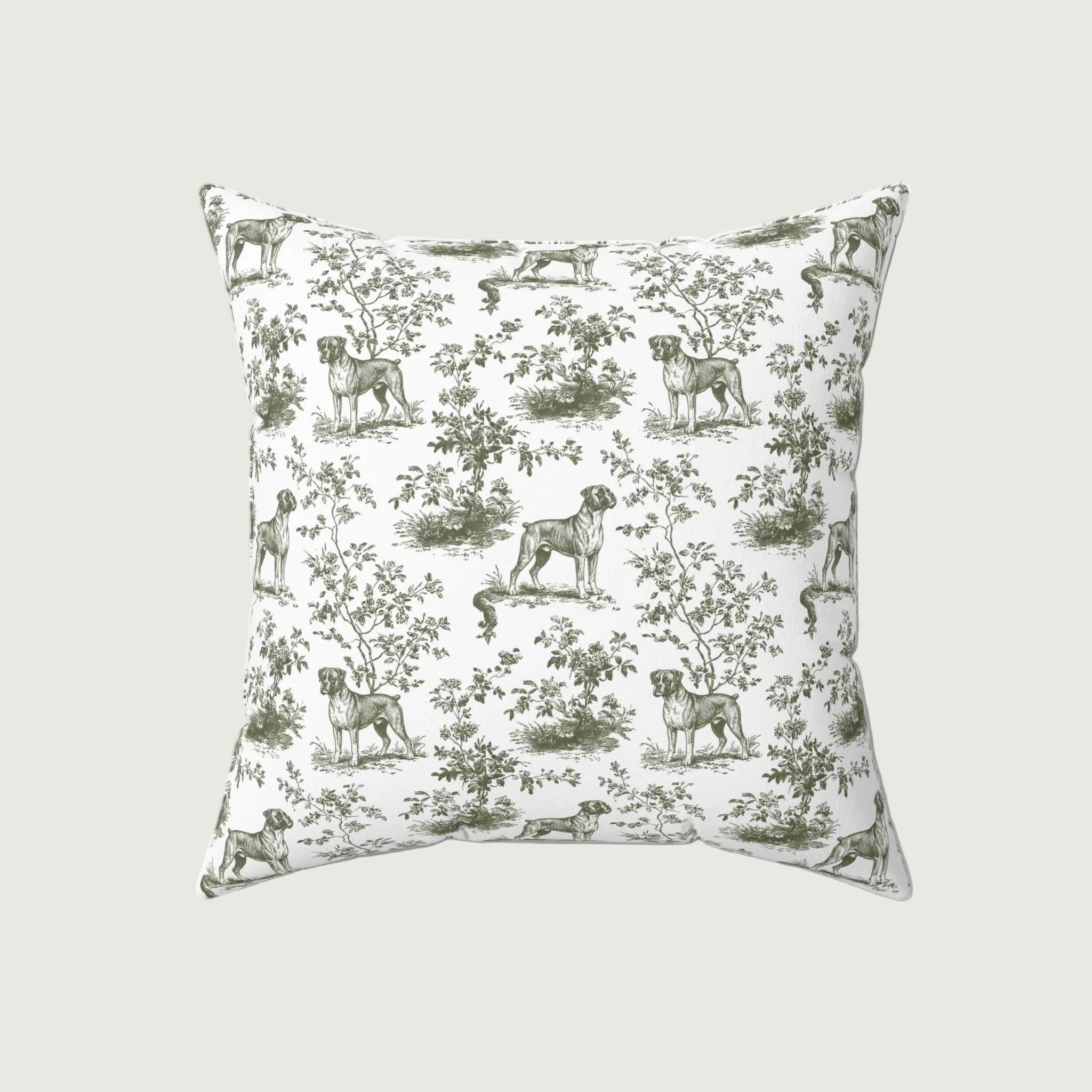 Dog Sage Green French Toile Pillow