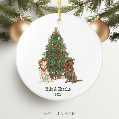 Custom Dog Cowboy Western Christmas Ornament