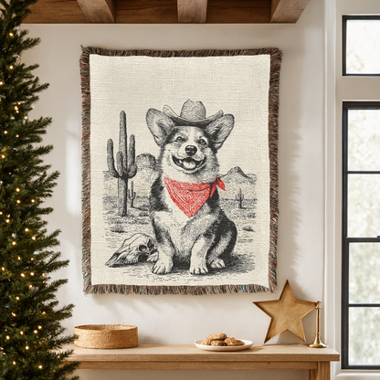 Corgi Woven Blanket