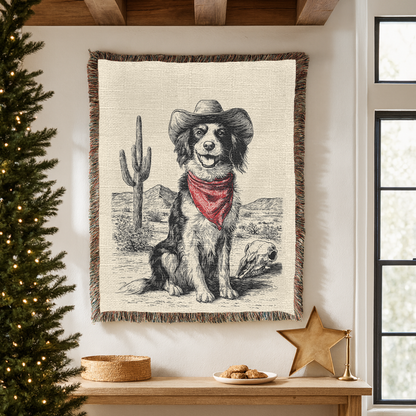 Brittany Spaniel Western Woven Blanket