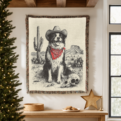 Australian Shepherd Western Woven Blanket