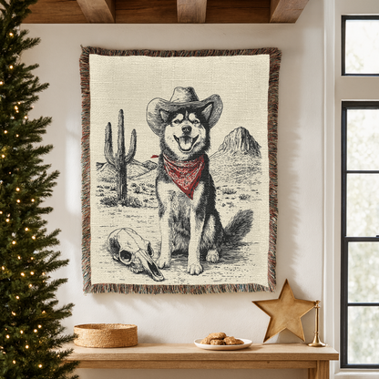 Siberian Husky Woven Blanket