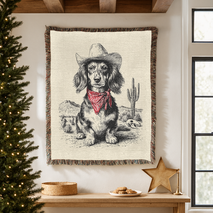 Dachshund Longhaired Woven Blanket