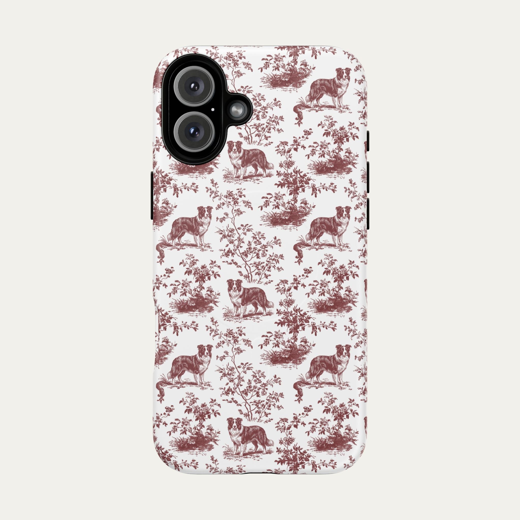 Border Collie Burgundy Toile phone Case