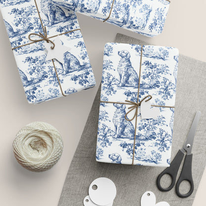 Golden Retriever French Toile De Jouy Wrapping Paper
