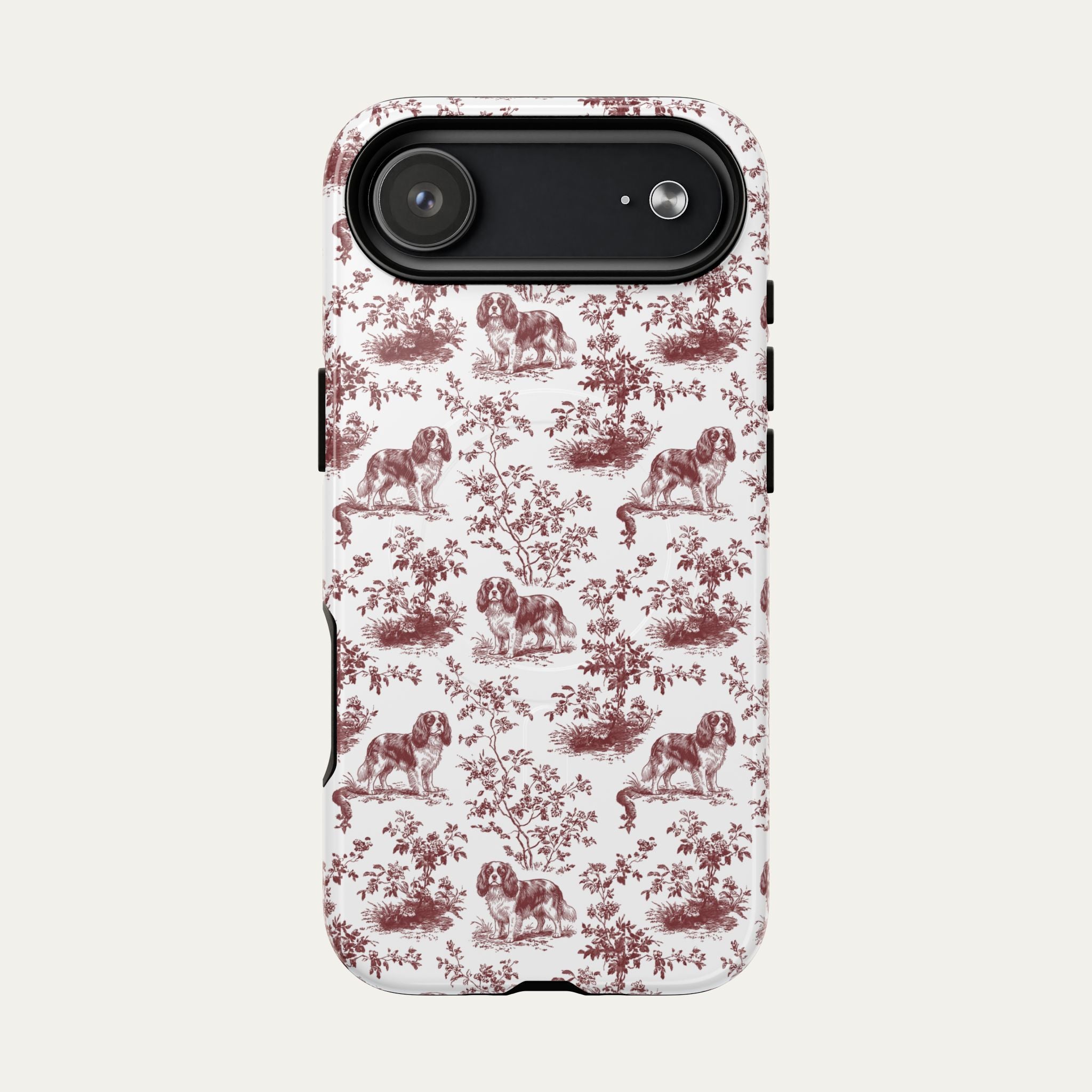 Cavalier Spaniel Burgundy Toile phone Case