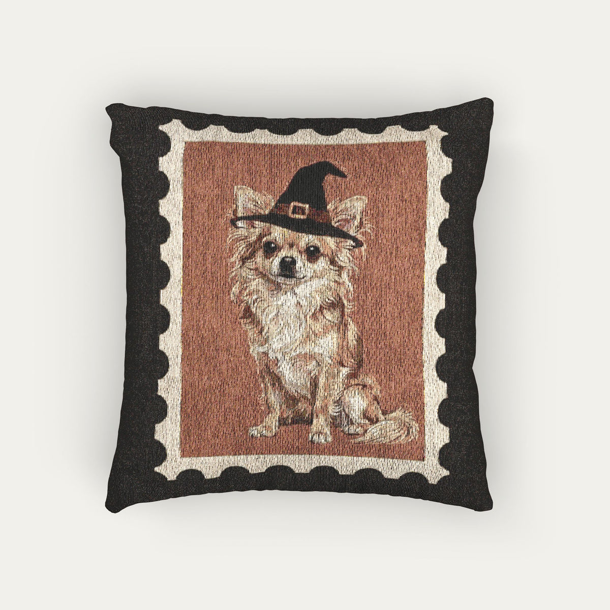 Chihuahua LH fawn Halloween Woven Pillow