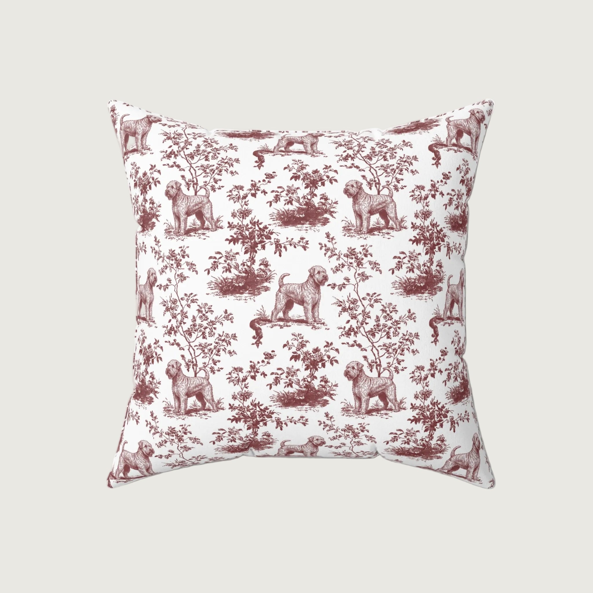 Dog Burgundy French Toile Pillow