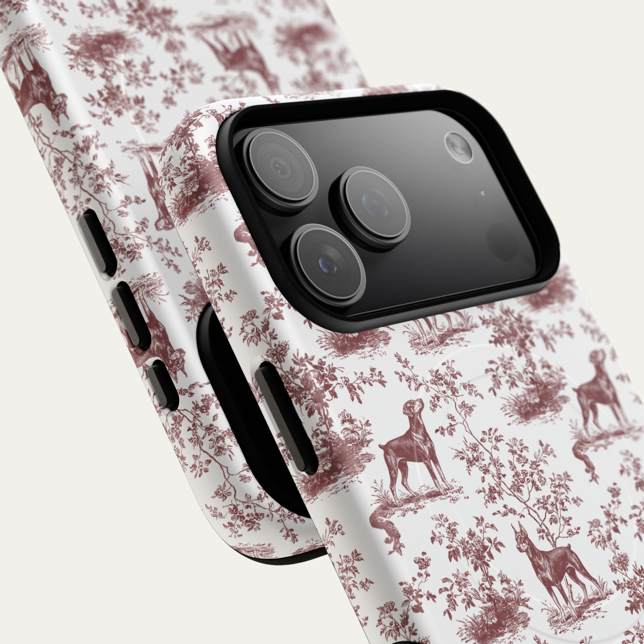 Doberman Burgundy Toile phone Case