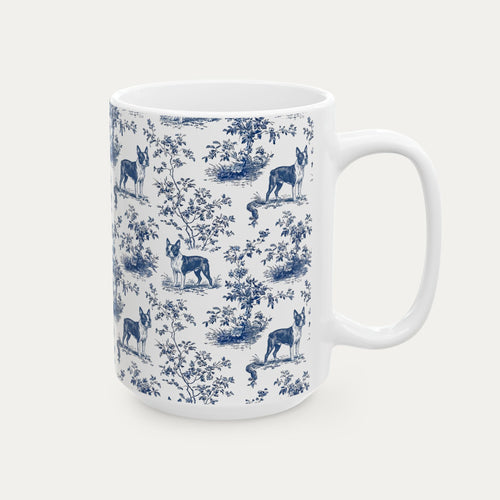 Boston Terrier Blue Toile Mug