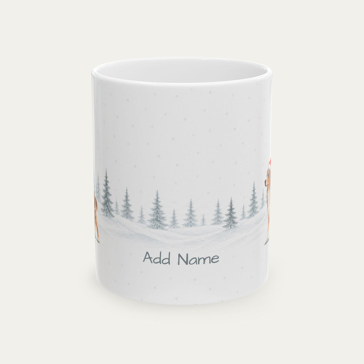 Custom Australian Shepherd Red Merle Christmas Santa Hat Mug