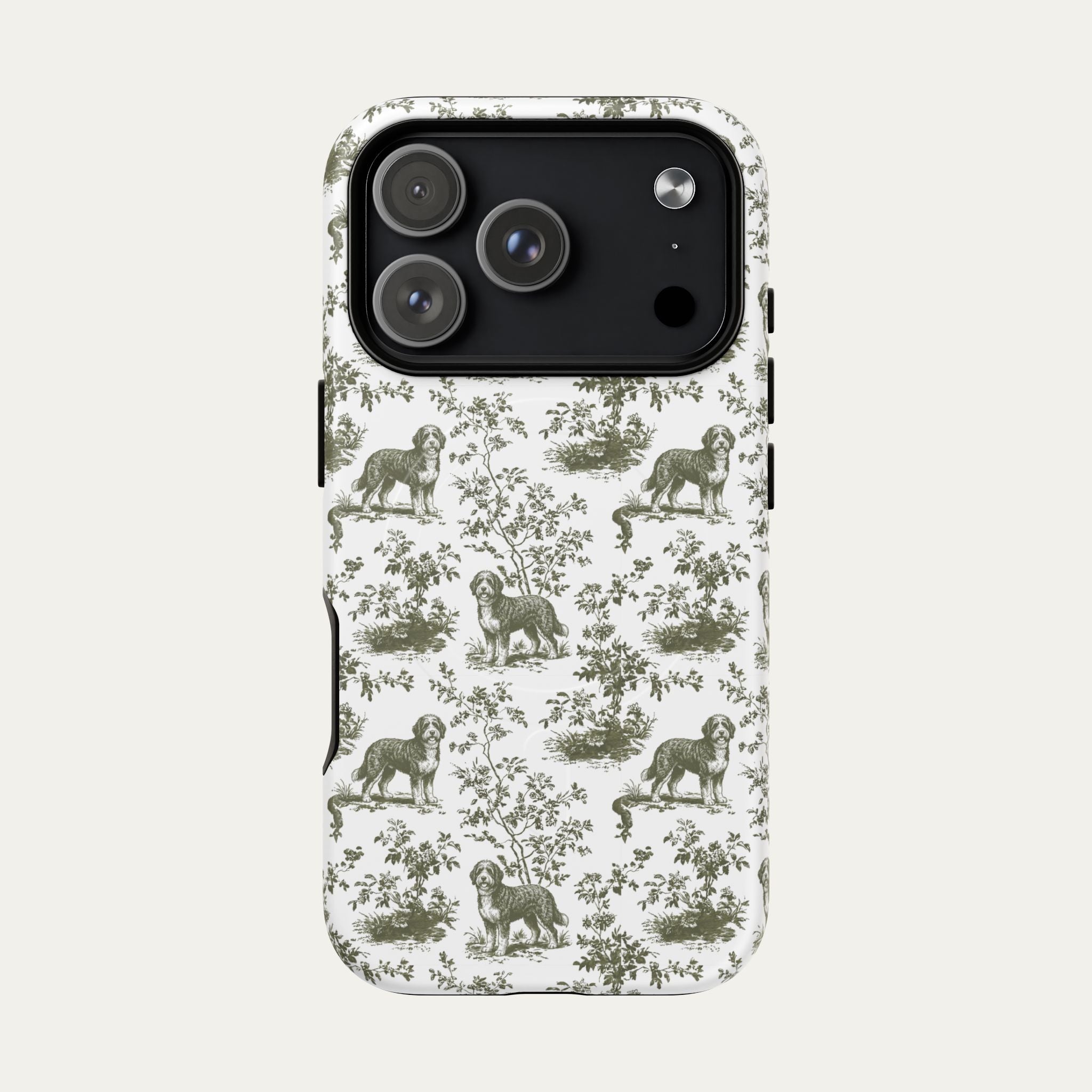 Bernedoodle Sage Green Toile phone Case