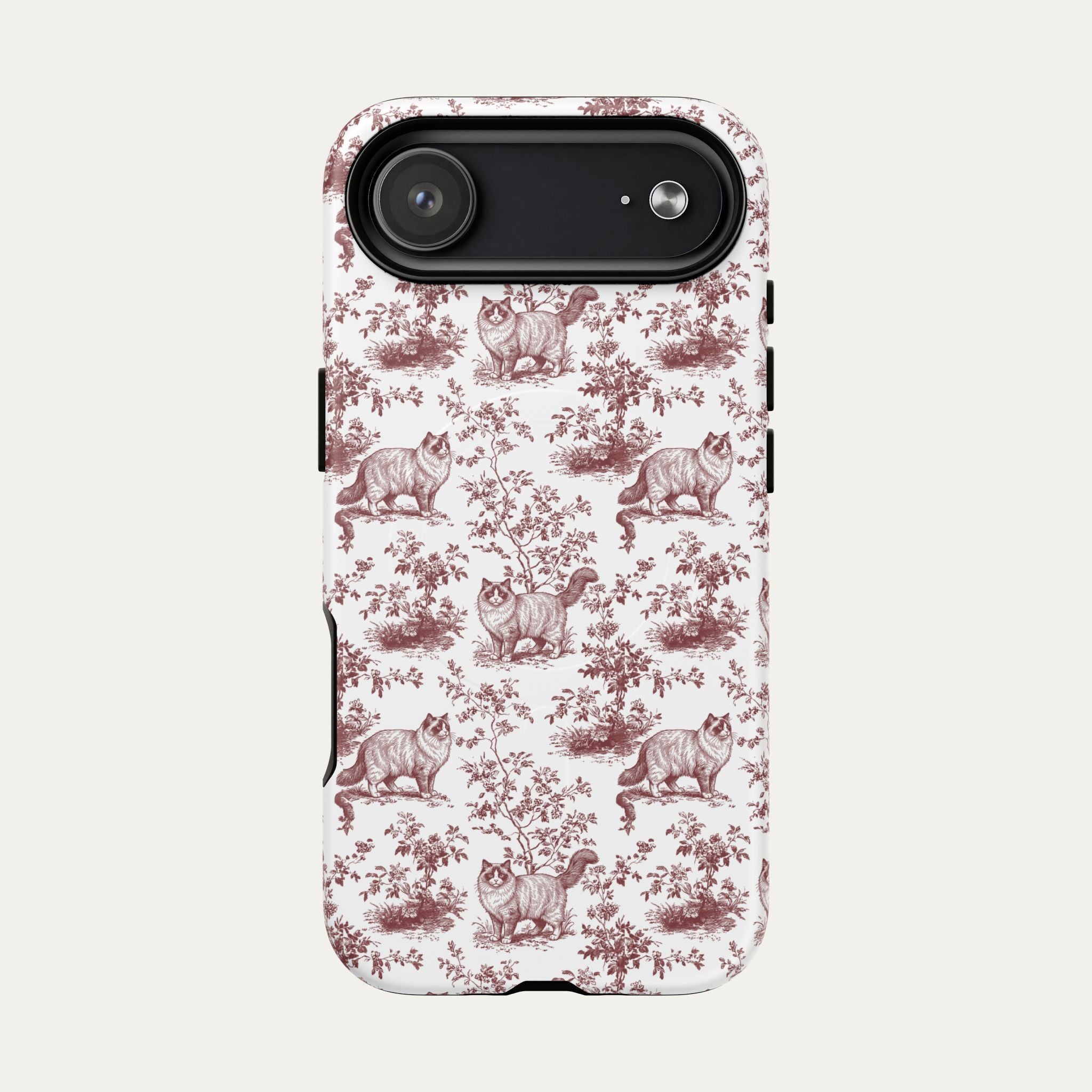 Ragdoll Cat Burgundy Toile phone Case