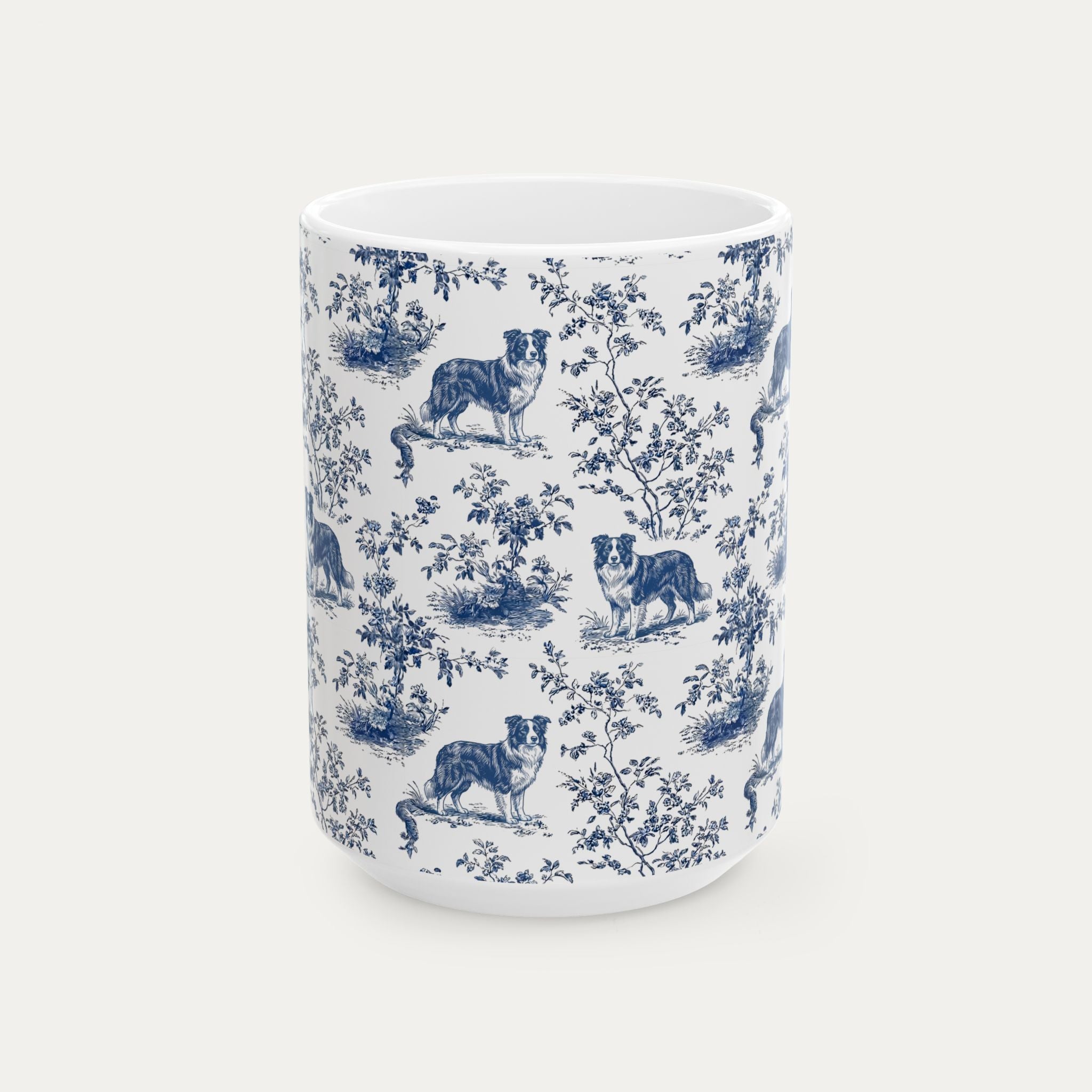 Border Collie Blue Toile Mug
