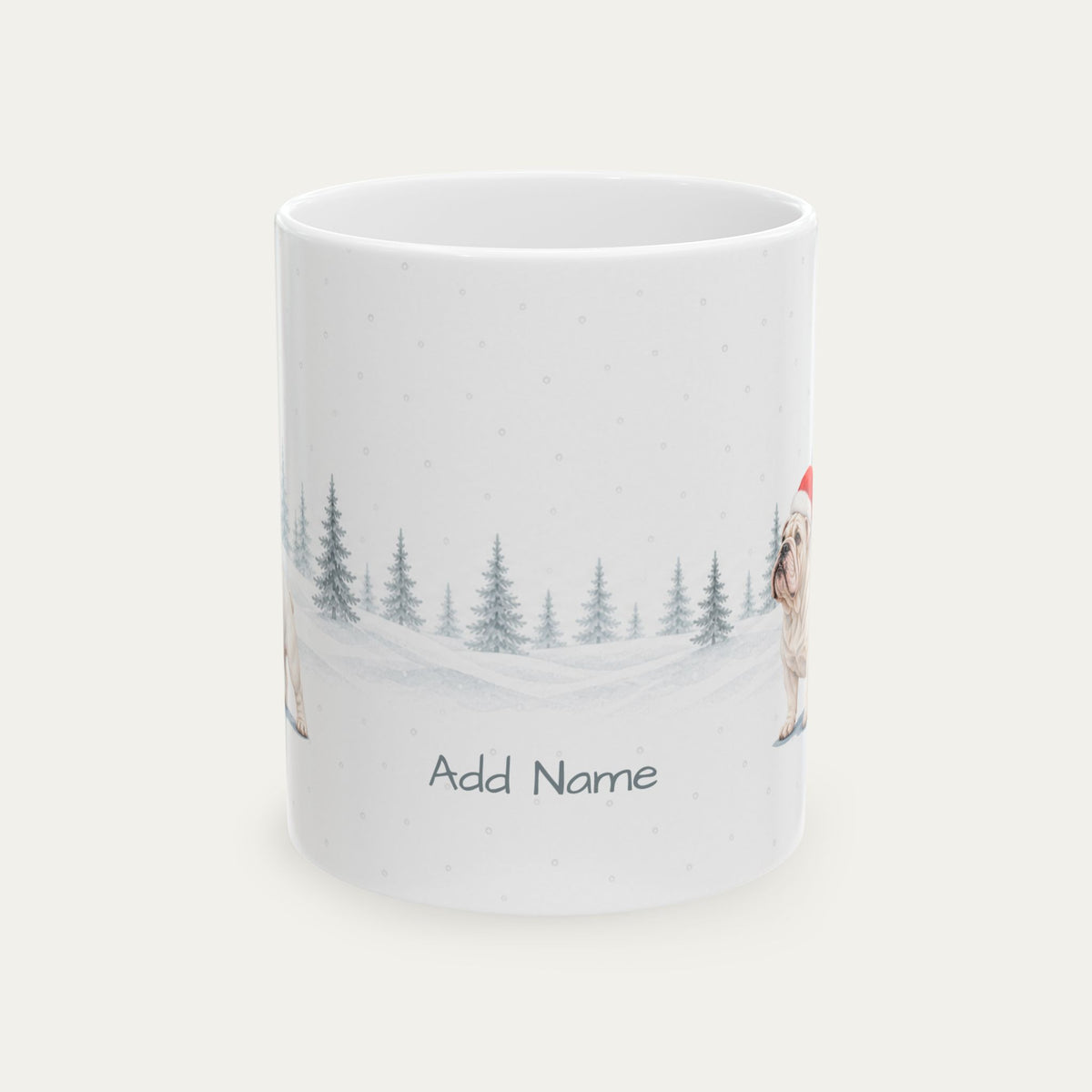 Custom English Bulldog White Christmas Santa Hat Mug