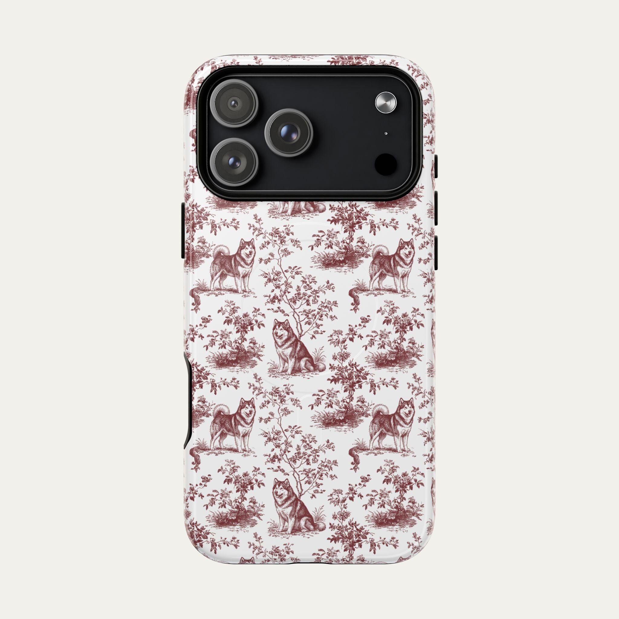 Alaskan Malamute Burgundy Toile phone Case