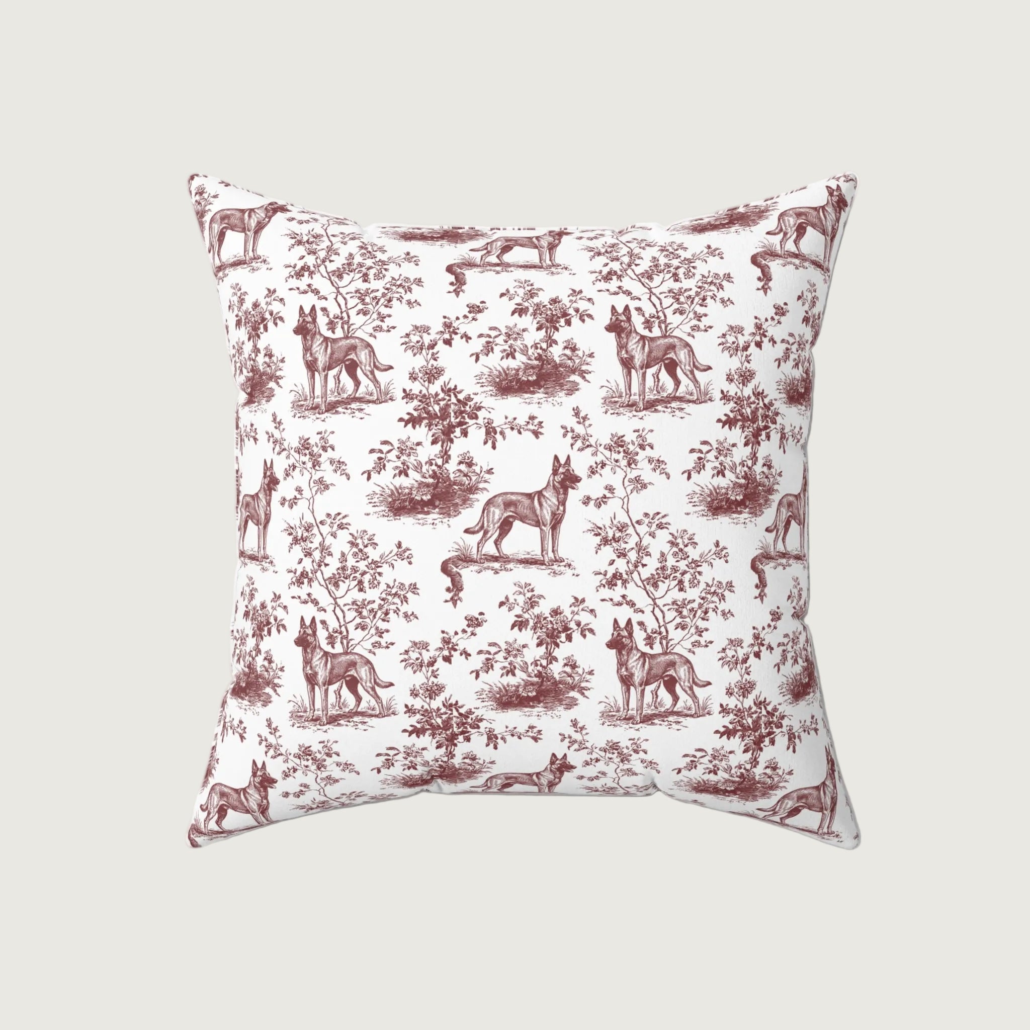 Dog Burgundy French Toile Pillow