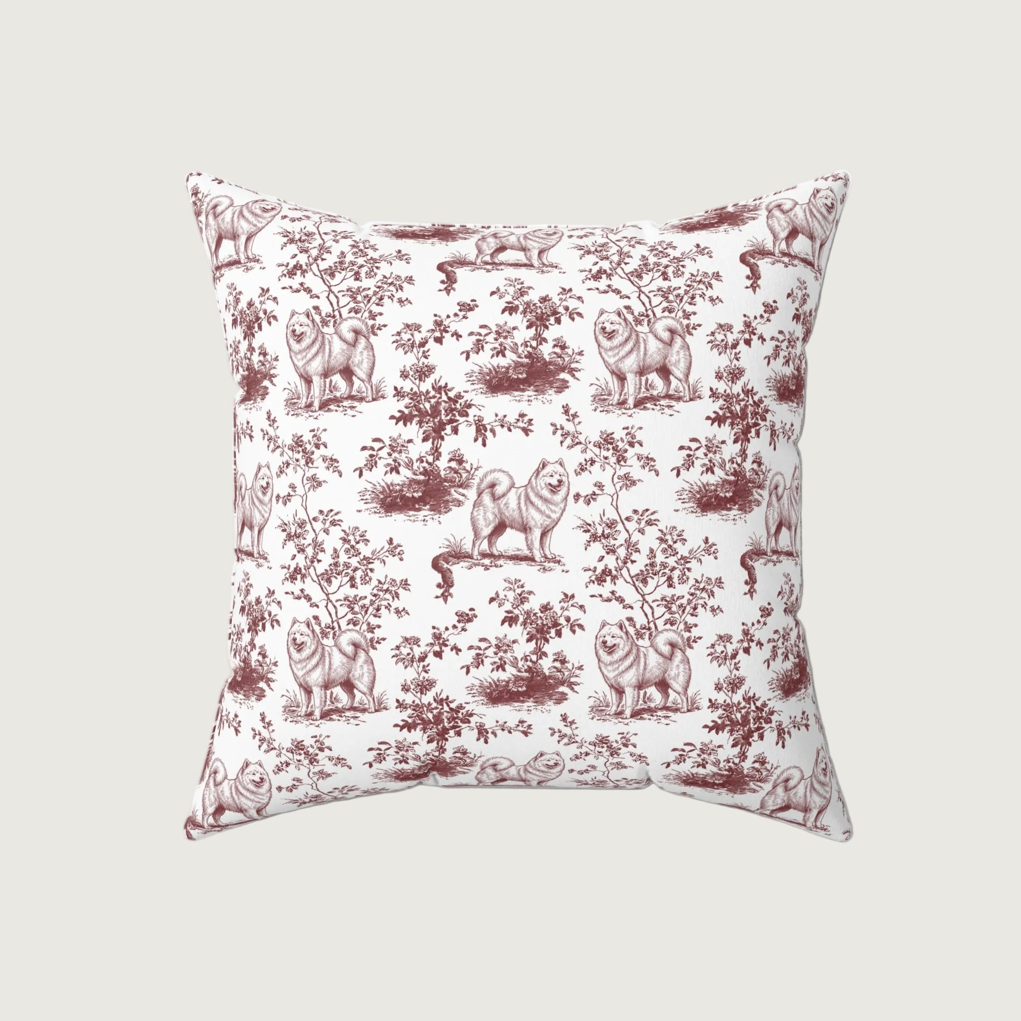 Dog Burgundy French Toile Pillow
