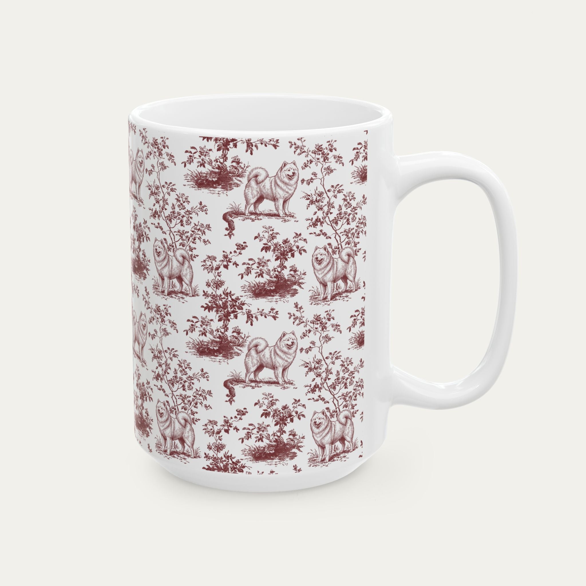 Samoyed Burgundy Toile Mug
