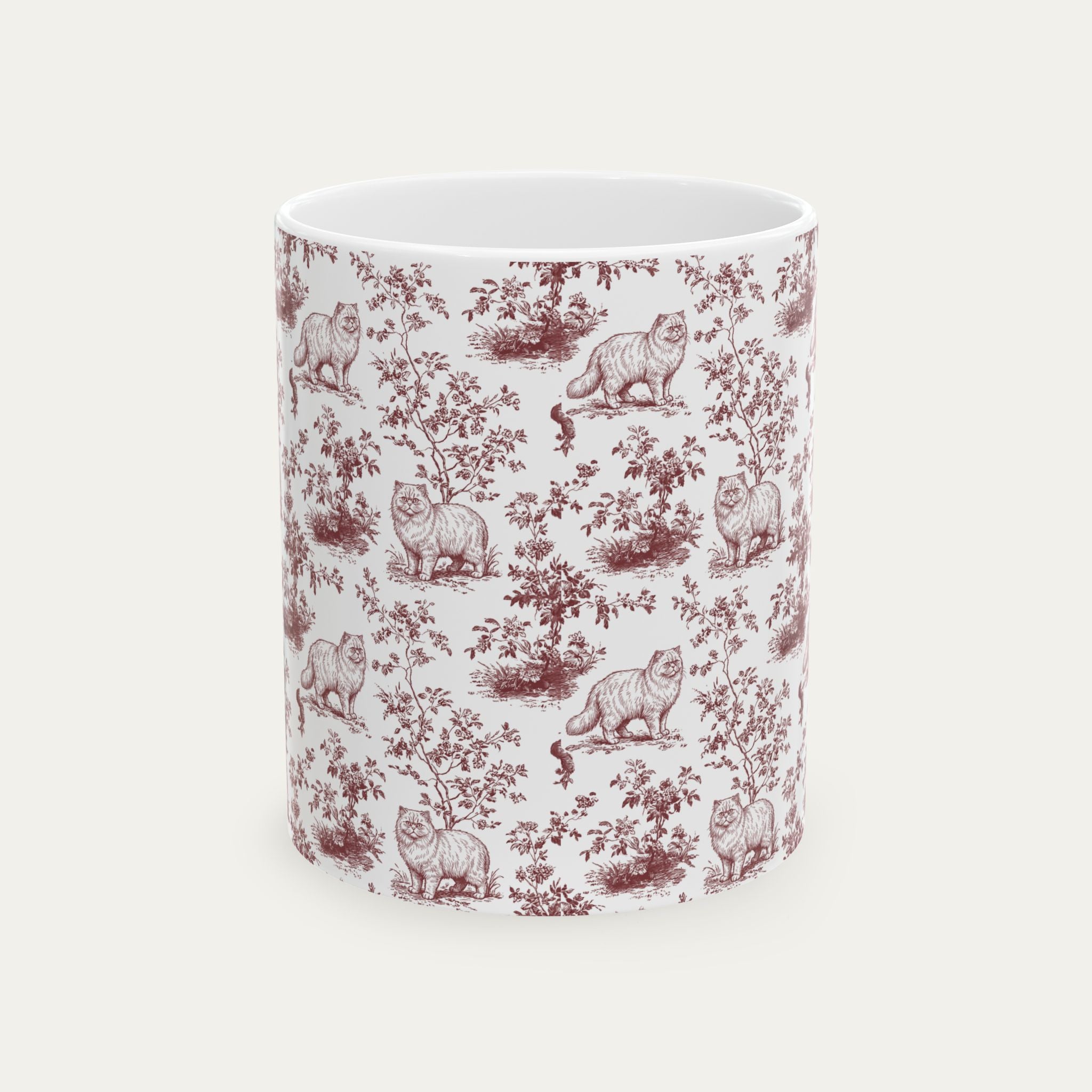 Persian Cat Burgundy Toile Mug