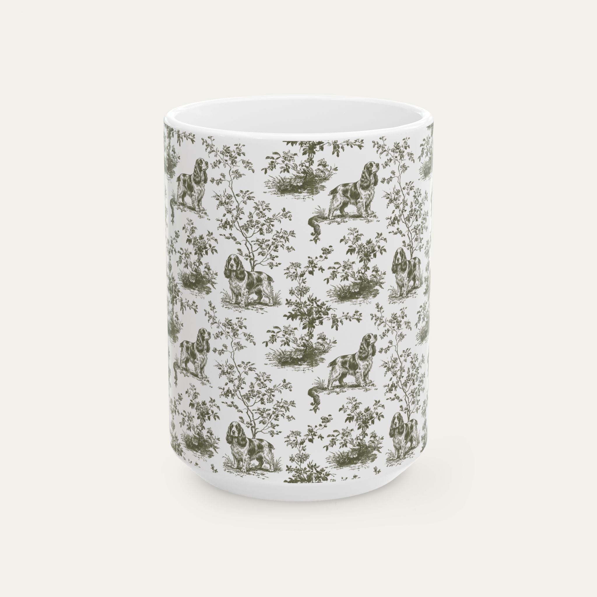 Cocker Spaniel Sage Green Toile Mug