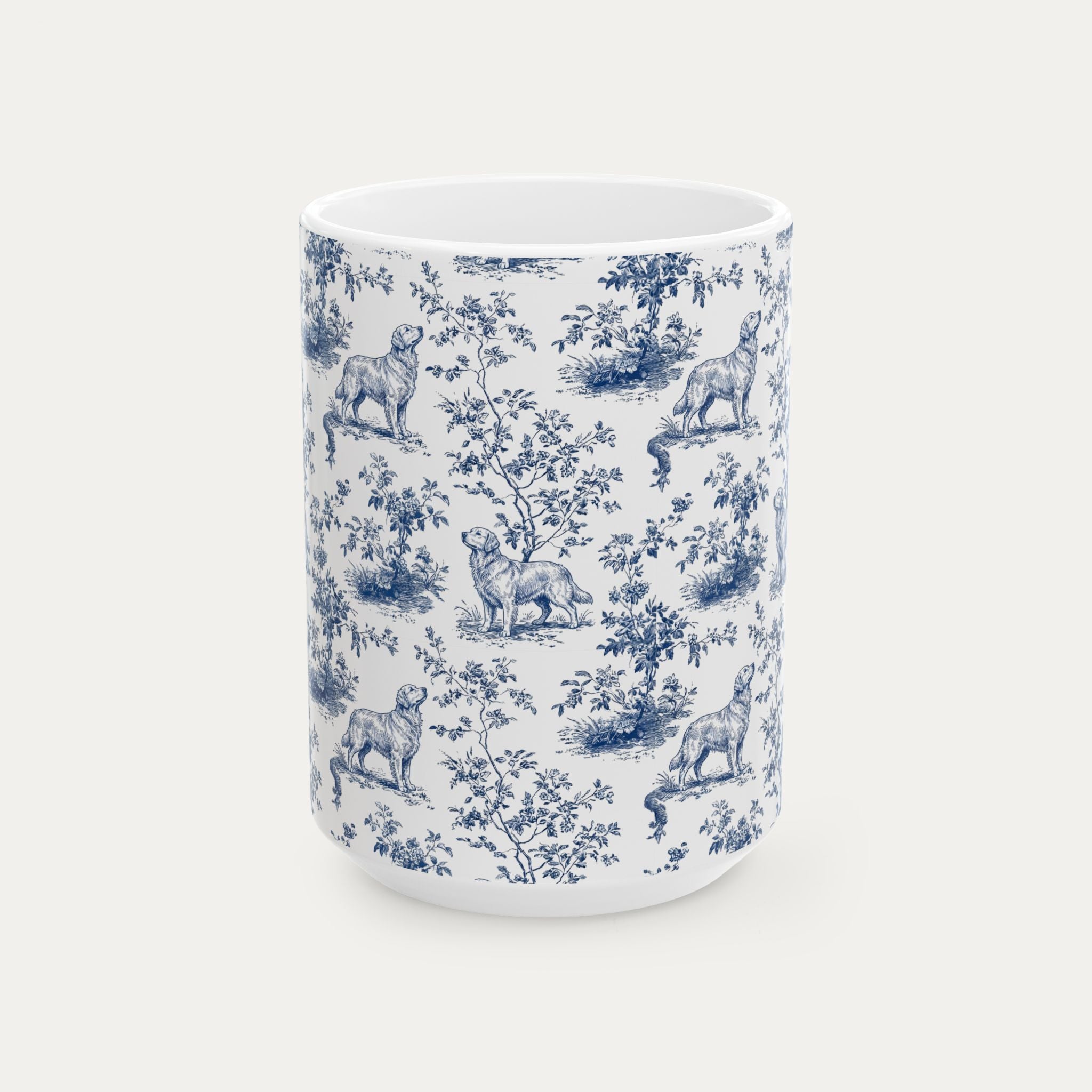 Golden Retriever Blue Toile Mug