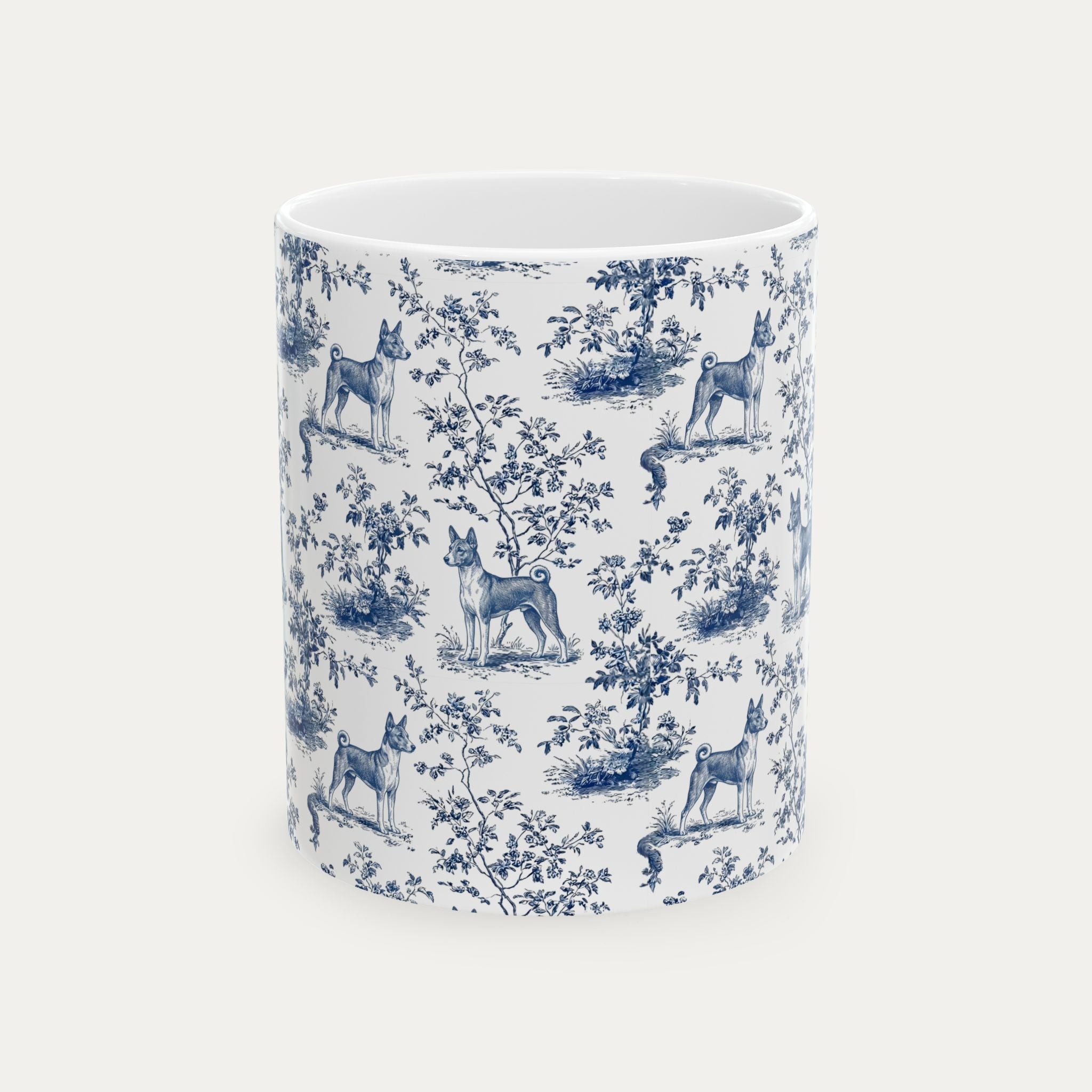 Basenji Blue Toile Mug