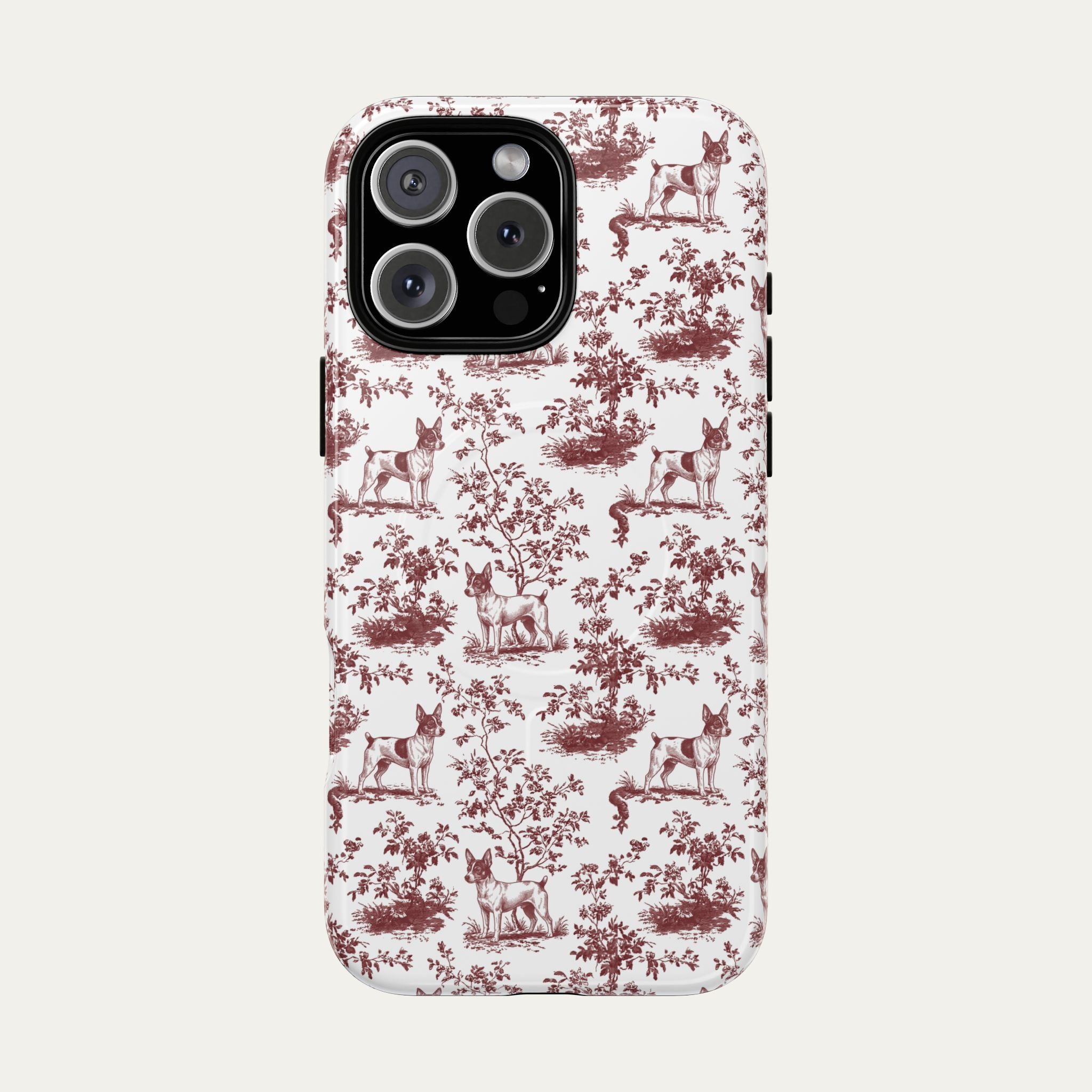 Toy Fox Terrier Burgundy Toile phone Case