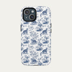 Tabby Cat Blue Toile Phone case