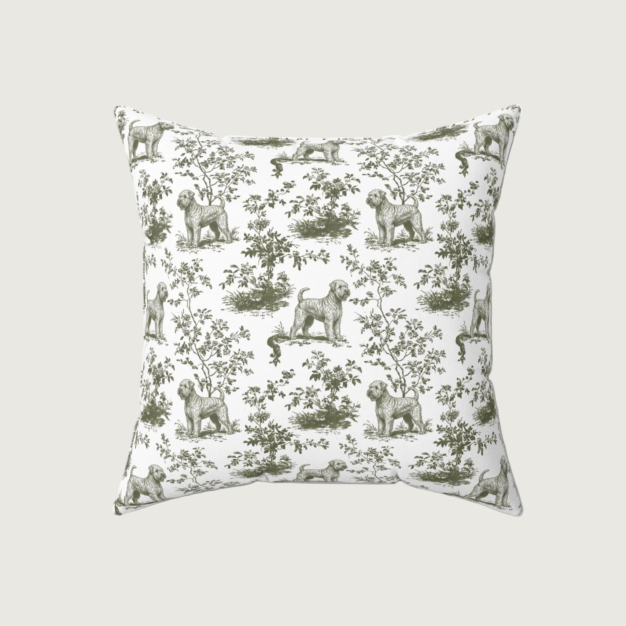 Dog Sage Green French Toile Pillow